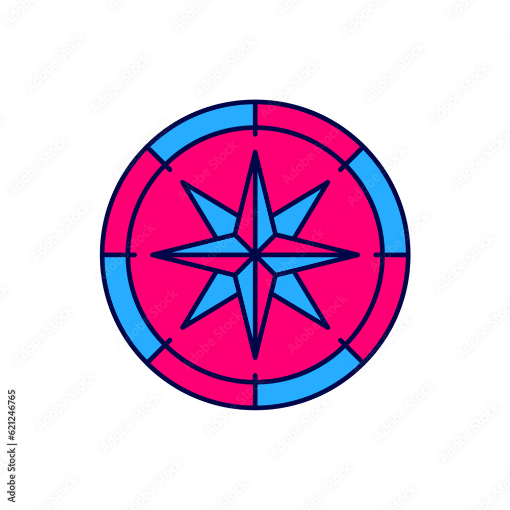 Filled outline Compass icon isolated on white background. Windrose navigation symbol. Wind rose sign. Vector Filled outline Compass icon isolated on white background. Windrose navigation symbol. Wind rose sign. Vector