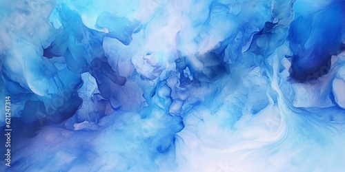 Blue fluid watercolor abstract background. AI Generated