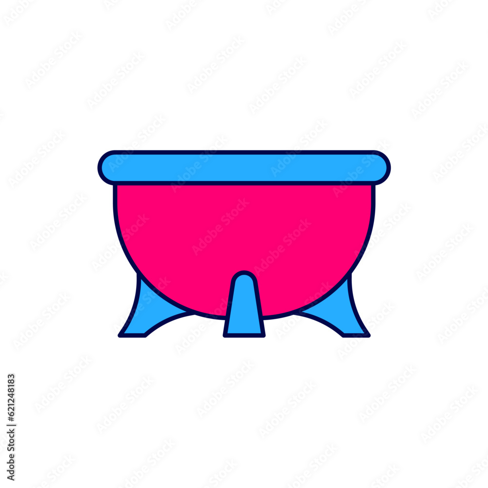Filled outline Halloween witch cauldron icon isolated on white background. Happy Halloween party. Vector Filled outline Halloween witch cauldron icon isolated on white background. Happy Halloween party. Vector