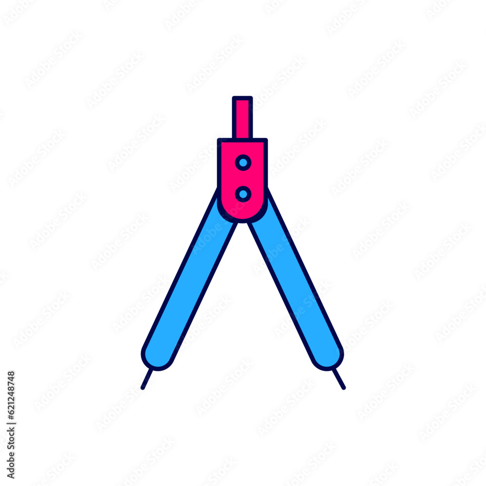 Filled outline Drawing compass icon isolated on white background. Compasses sign. Drawing and educational tools. Geometric instrument. Vector