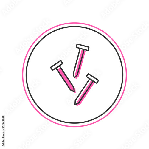 Filled outline Metallic nails icon isolated on white background. Vector