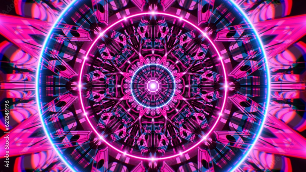 Abstract Neon gothic geometric flower symbol background