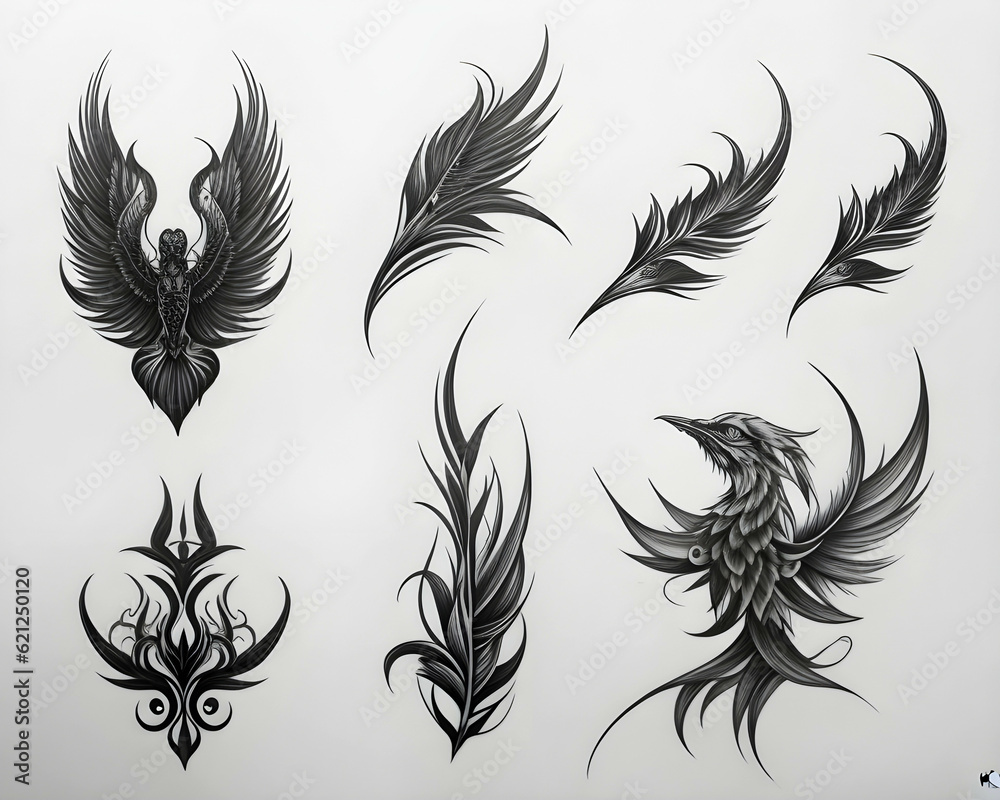 Tribal tattoo design set in black on white