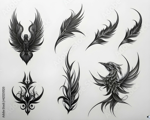 Obraz na płótnie Tribal tattoo design set in black on white w salonie