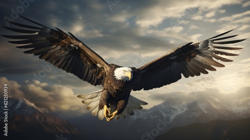 Majestic eagle soaring through the sky Generative AI