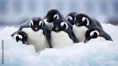 Group of penguins huddled together Generative AI