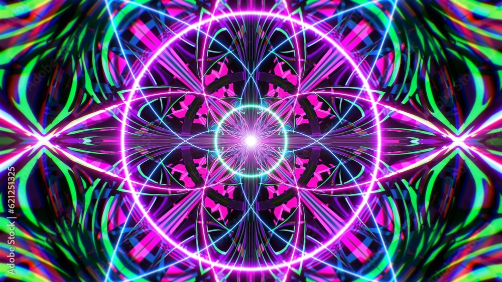 Modern Geometric Neon Kaleidoscope Background Modern Geometric Neon Kaleidoscope Background