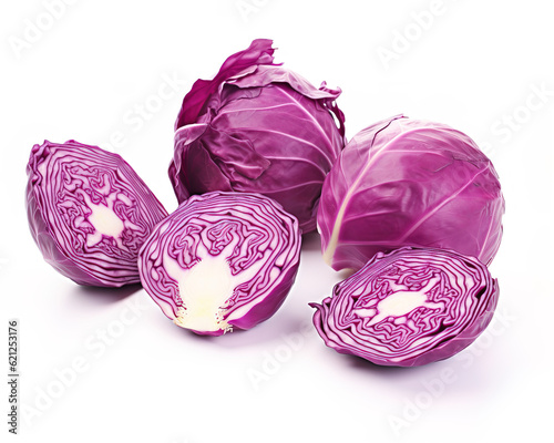 Print op canvas red cabbage isolated on white