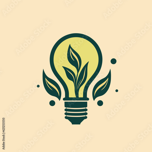creative Green bulb lamp logo icon and business card design . lamp Logo Design Colorful . Idea creative light bulb logo . Bulb digital logo technology Idea	
