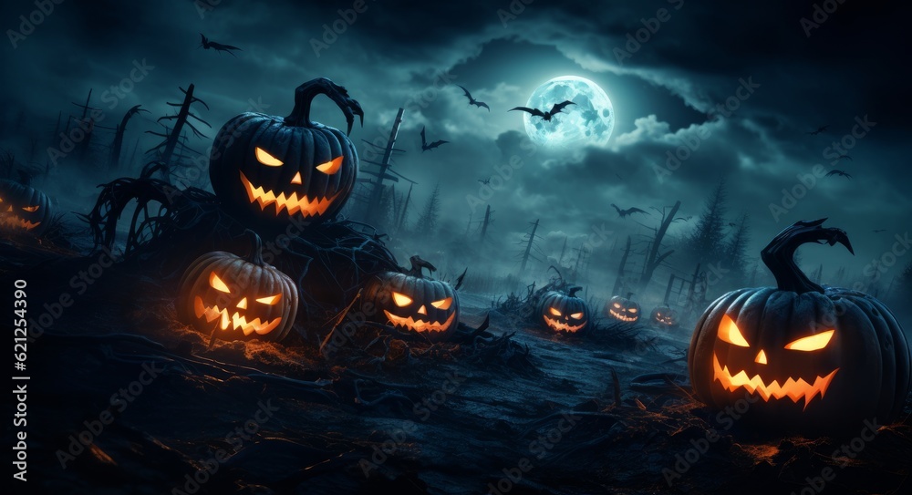 Halloween wallpaper with evil pumpkins