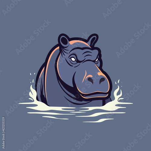 Hippo mascot logo design with a vector illustration of a hippopotamus head.