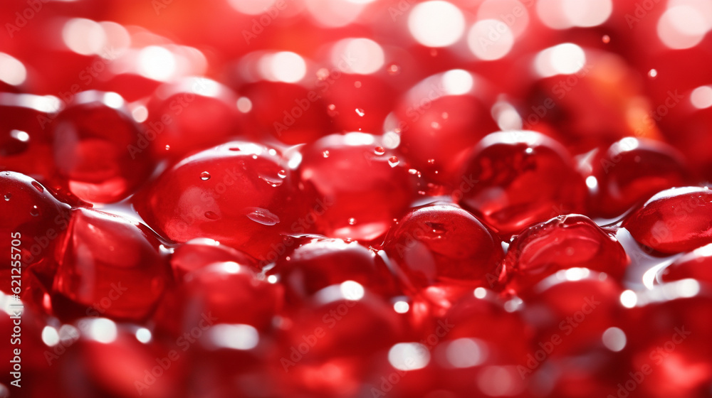 A macro shot of pomegranate seeds submerged in water, capturing their intriguing translucency and depth Generative AI A macro shot of pomegranate seeds submerged in water, capturing their intriguing translucency and depth Generative AI