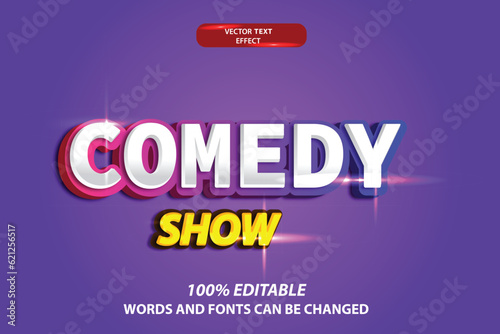 vector text effect 3d comedy show trendy style colorful editable text effect