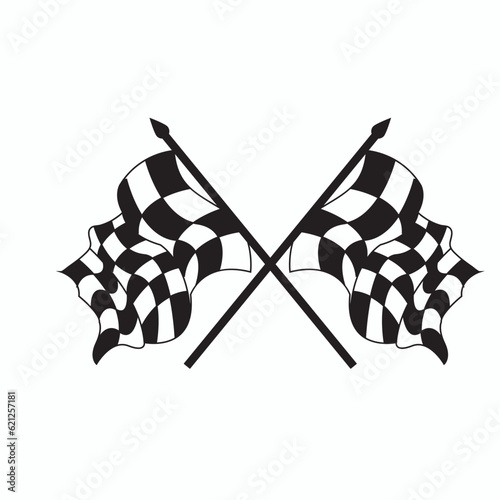 crossed racing flag and chekared flag vector illustration