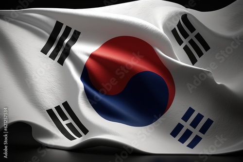 Embossed flag of South Korea, Generative AI