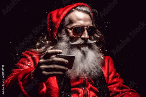 claus man year christmas phone merry holiday smartphone santa online mobile. Generative AI.