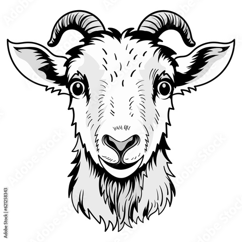 Cute Head Anatomy Goat Cartoon Coloring Page Isolated for Kids