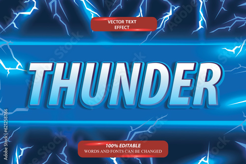 thunder text effect vector template with thunder roar background