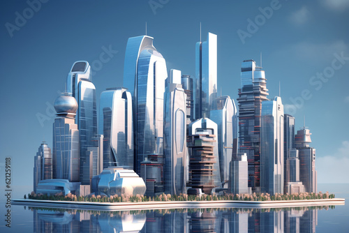 modern city view rendering minimal background