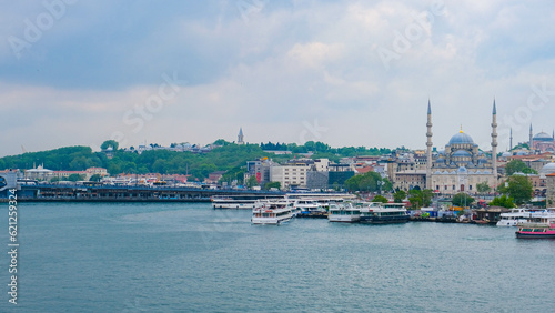 Istanbul golden horn, ships and Istanbul view