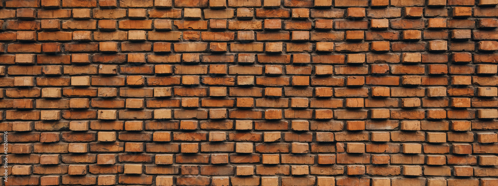 Widescreen banner photo of red clay bricks with protruding bricks. Background for design, backdrop. Widescreen banner photo of red clay bricks with protruding bricks. Background for design, backdrop.