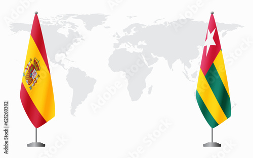 Spain and Togo flags for official meeting