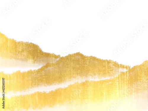 watercolor gold oriental painting abstract ink landscape golden mountain with fog .traditional chinese painting. asia art style.png. 