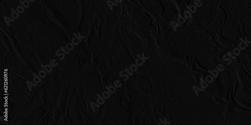 Dark black crumpled paper texture background. black crumpled and top view textures can be used for background of text or any contents. © armans