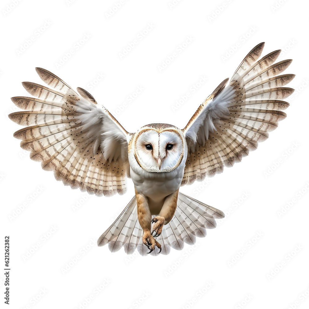 Fototapeta premium Big barn owl looking isolated on white