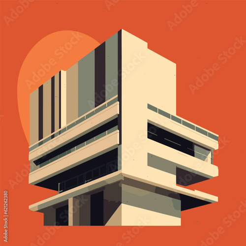 SSTKbold, Isolated Building on Orange Background, Brutalism photo