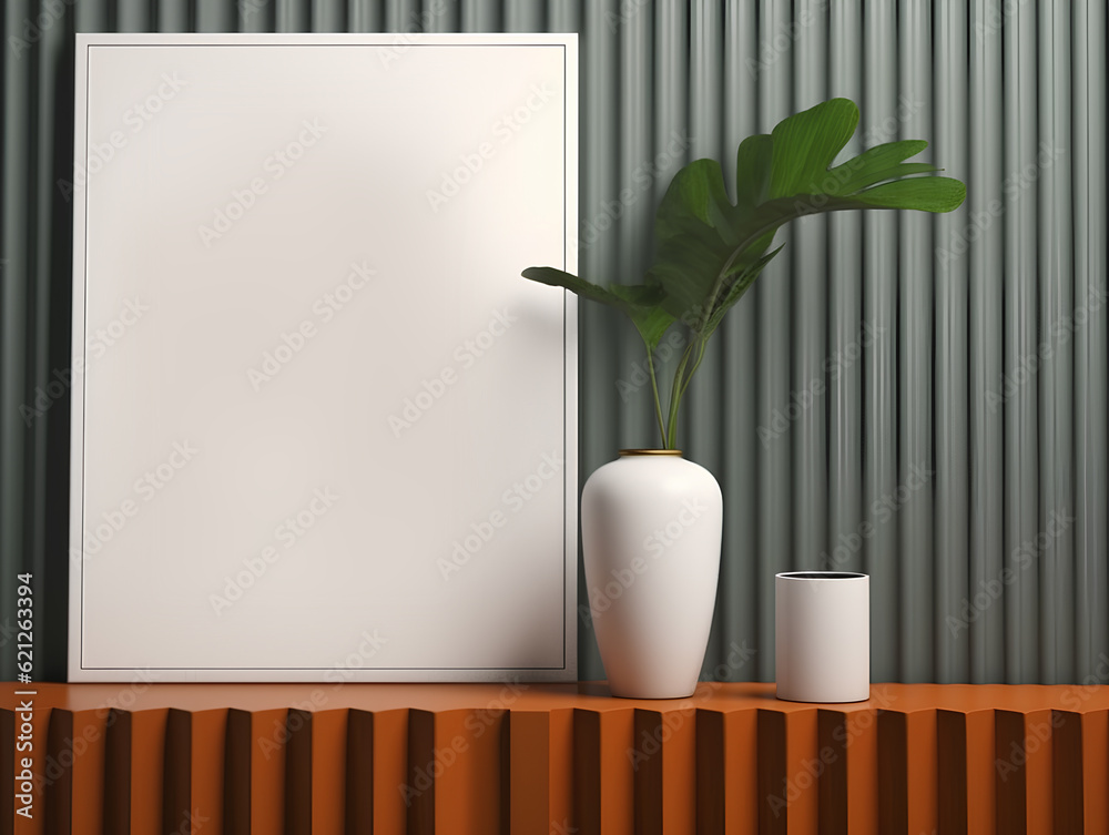 Empty picture in white frame. Mockup. AI