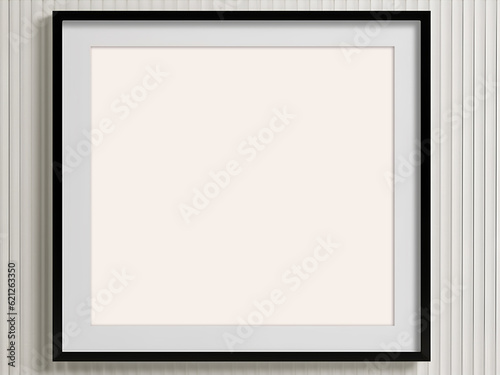Empty picture in black frame on the wall Mockup. AI