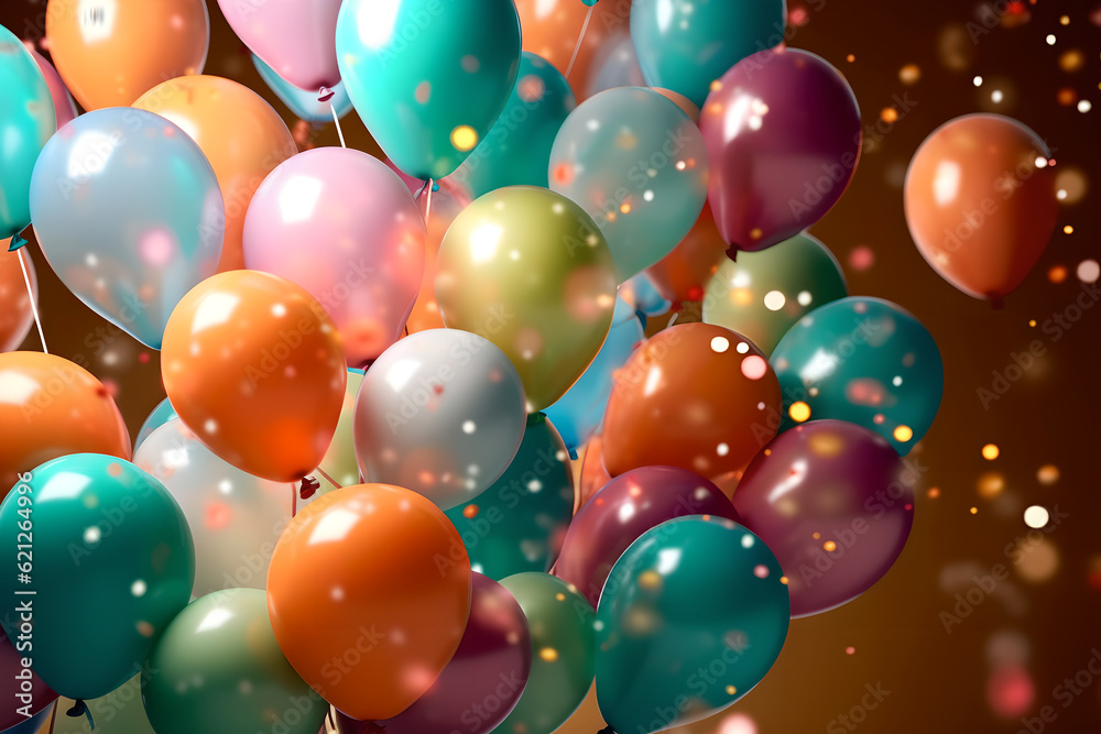 Colorful party balloons on white background. Celebration happy birthday decoration Colorful party balloons on white background. Celebration happy birthday decoration