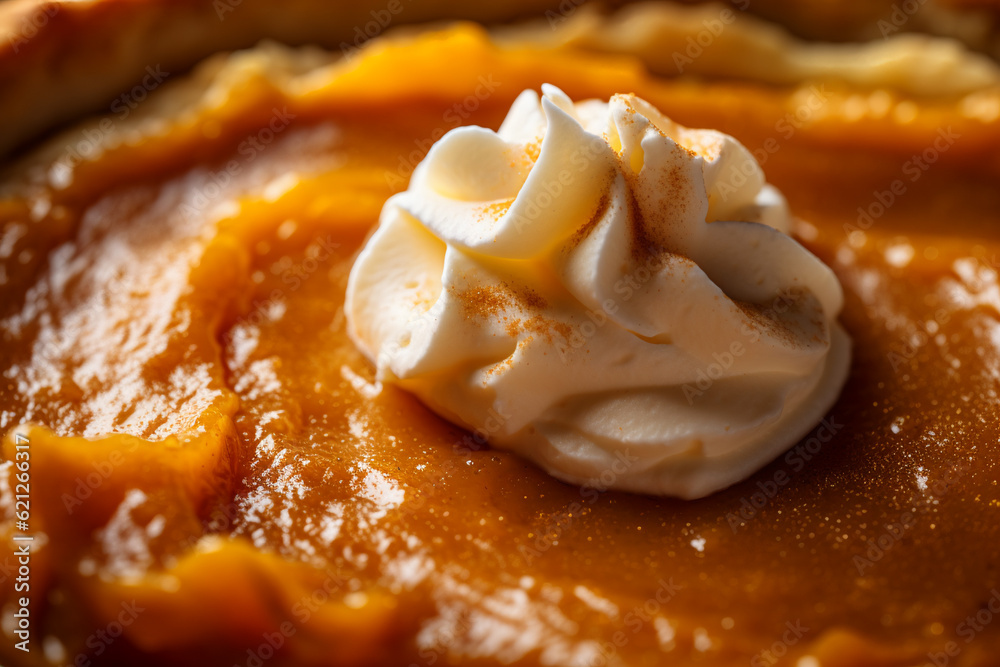 pumpkin pie close up texture for Thanksgiving, AI generated pumpkin pie close up texture for Thanksgiving, AI generated
