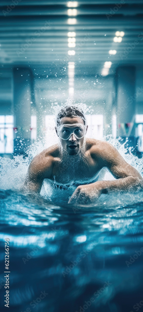 Athlete's aquatic workout. Generative AI