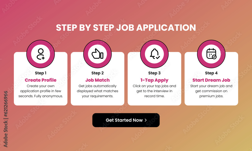 Job Application Step by Step process UI Design Stock Vector | Adobe Stock