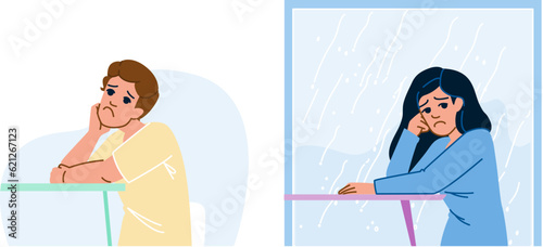 female loneliness man woman vector. person depression, couple young, unhappy adult female loneliness man woman character. people flat cartoon illustration
