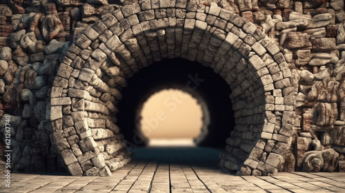 Ancient stone arch entrance to a tunnel
