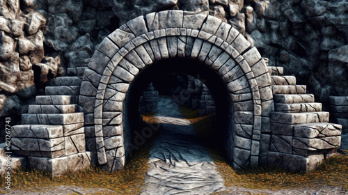 Ancient stone arch entrance to a tunnel