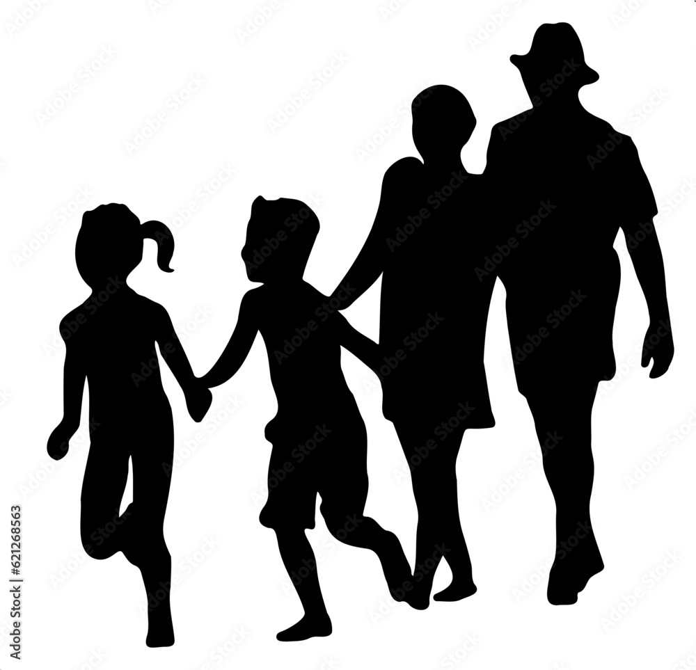 silhouettes of family vector illustration