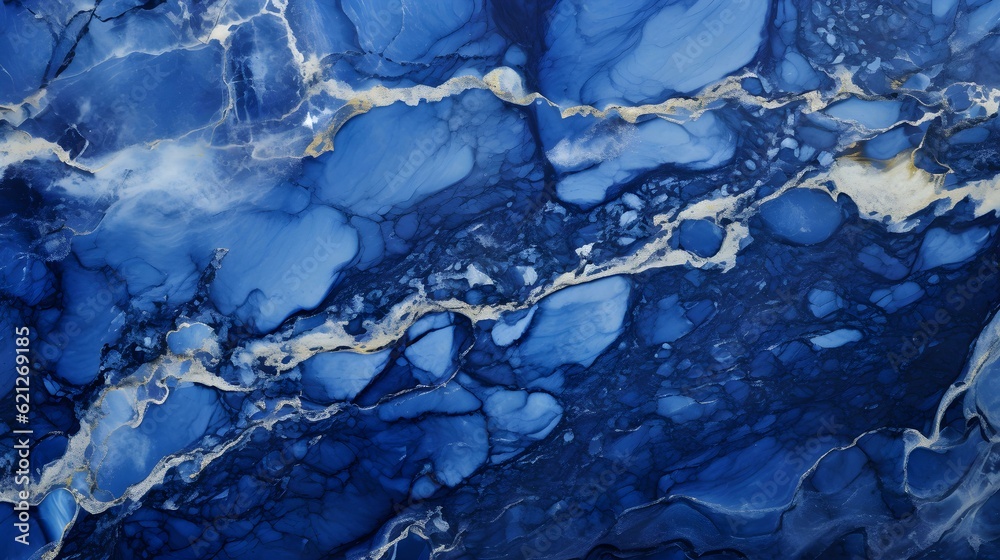 Elegant Marble Texture in royal blue Colors. Luxury panoramic Background.

