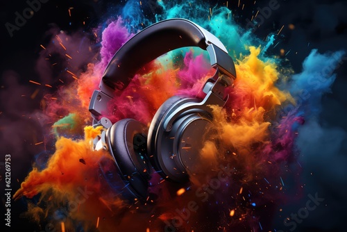 Colored headphones with powder