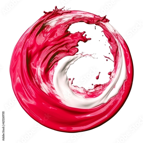 Round paint blot splash circle, isolated on white background, magenta red