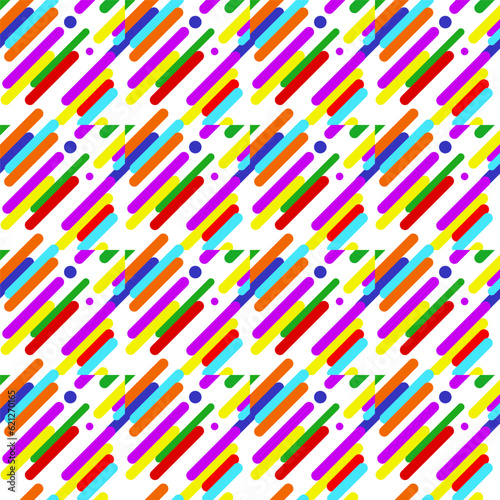Vector ornamental continuous background made using parallel diagonal lines. Rainbow color for wallpaper pattern, wrapping.