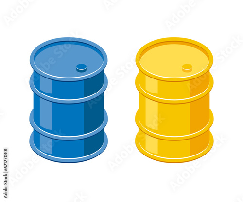 Isometric barrels, 3d icon in flat style