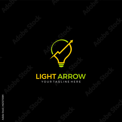 Financial consulting business logo. Bulb and arrow logo. Vector logo template