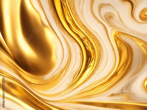Abstract marble texture wall surface white gold ink pattern. Digital painting illustration created with Generative AI technology.