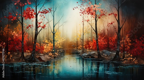 autumn trees digital painting © Photo And Art Panda