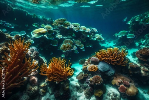 A breathtaking view of a coral reef underwater