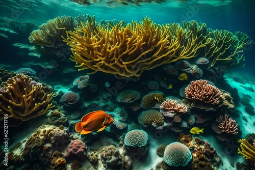 A breathtaking view of a coral reef underwater